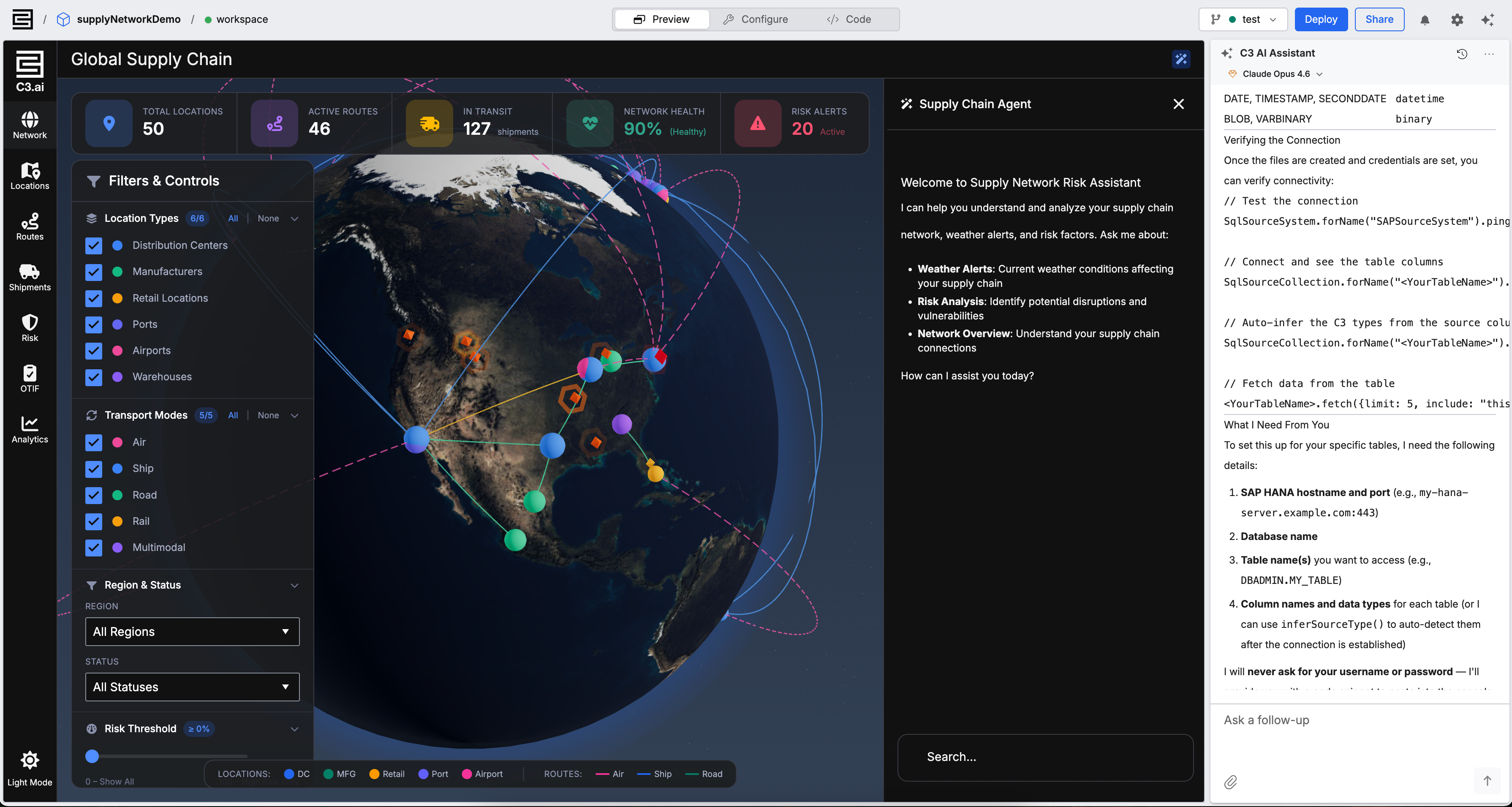 C3 Code platform — inventory intelligence dashboard
